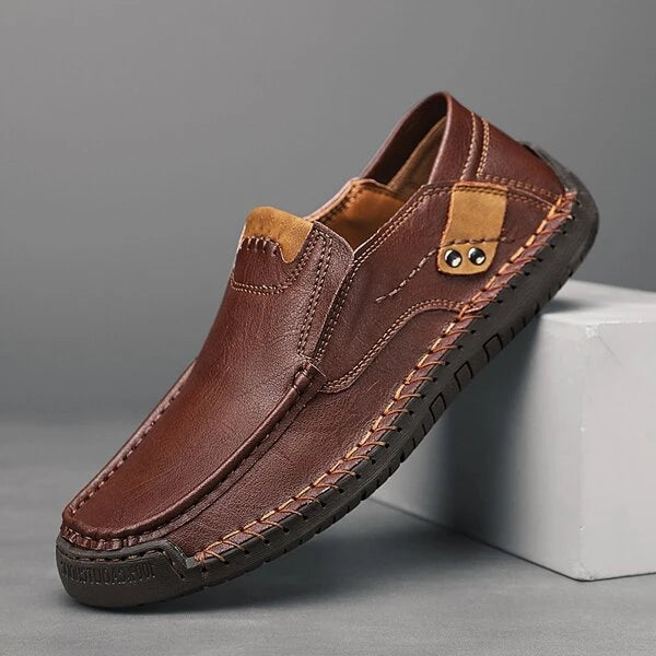 Men's Slip-on Shoes, Breathable Casual Loafers With Hand-stitched Lines, Soft Non-slip Sole And Pu Leather, Penny Loafers For Driving