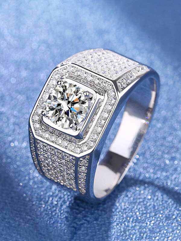 Fashionable and Popular Men Rhinestone Decor Ring Alloy for Jewelry Gift and for a Stylish Look