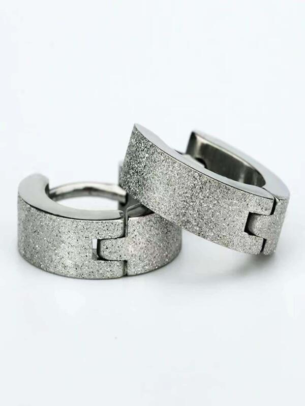 Fashion Stainless Steel Minimalist Textured Hoop Earrings For Women Men For Daily Decoration