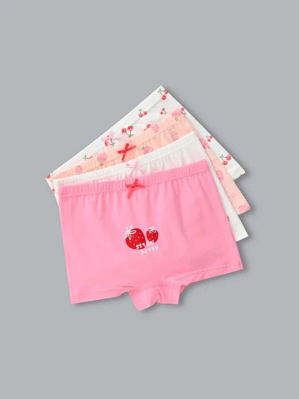 Toddler Girls 4pcs Fruit & Letter Graphic Shortie Brief