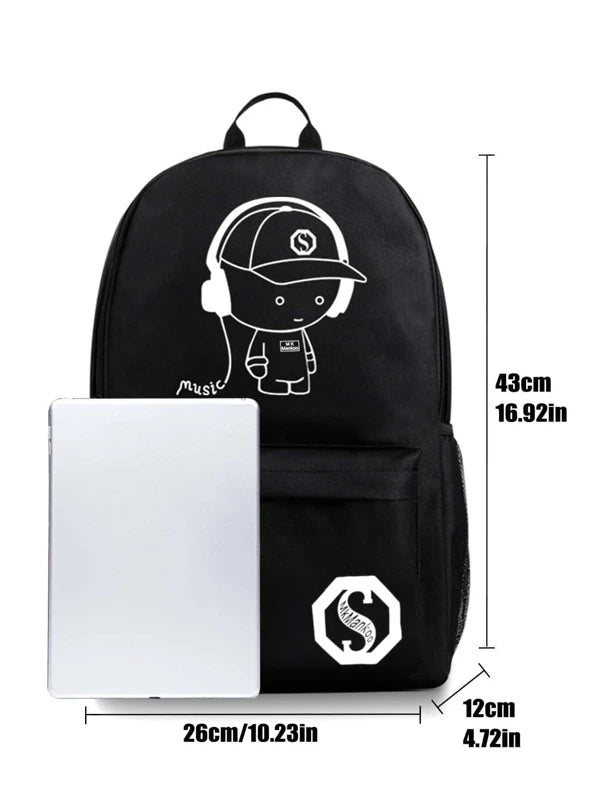 14 Inch Men Cartoon Graphic Casual School Bag School Bags Schoolbag School Backpack for School Daypack Laptop Bag Computer Bag Bookbag