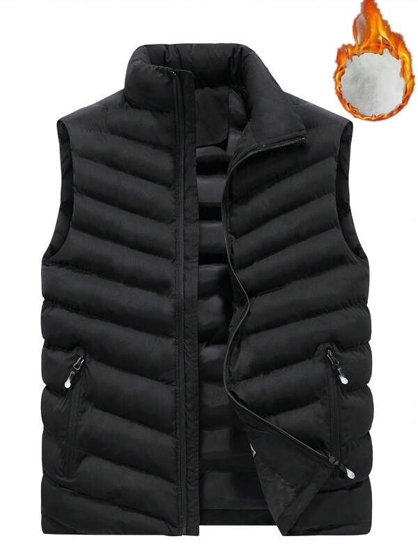 Manfinity Homme Men Zip Up Puffer Vest Coat