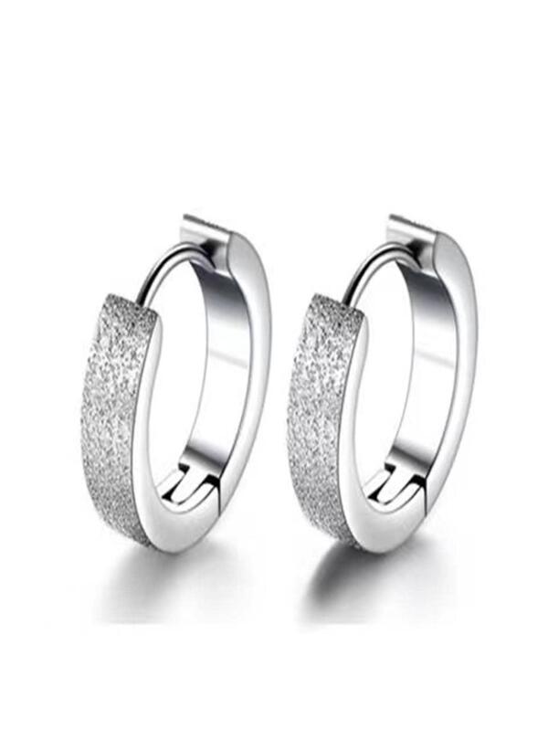 Fashion Stainless Steel Minimalist Textured Hoop Earrings For Women Men For Daily Decoration