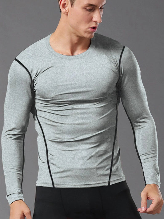 Men Contrast Topstitching Sports Tee