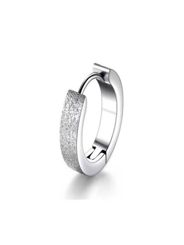 Fashion Stainless Steel Minimalist Textured Hoop Earrings For Women Men For Daily Decoration