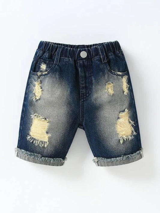Toddler Boys Ripped Rolled Hem Denim Shorts