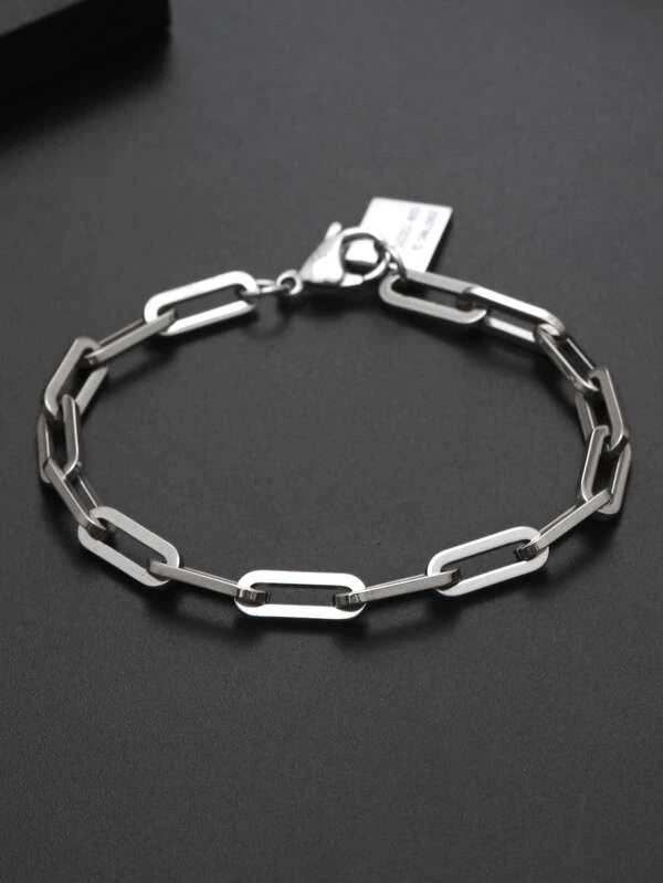 Men Slogan Graphic Rectangle Charm Bracelet
