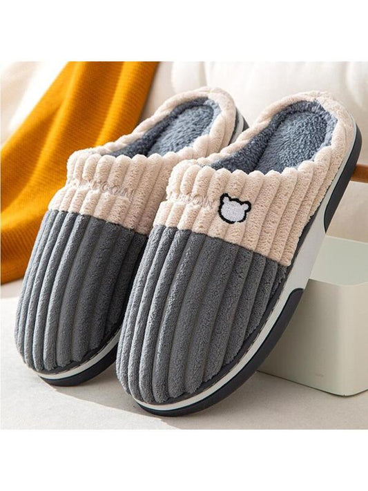 Men Cartoon Graphic Bedroom Slippers, Flannel Fashion Slippers