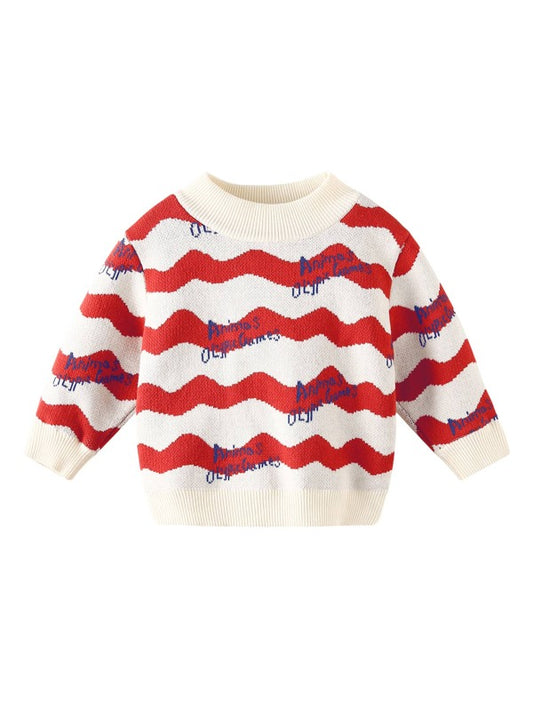 Toddler Girls Cartoon Pattern Drop Shoulder Sweater