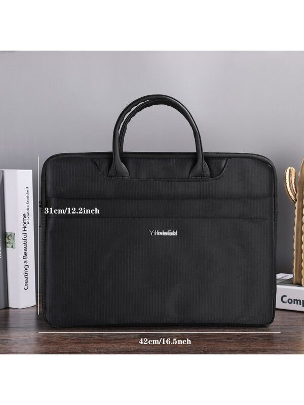 1pc Business Canvas Zipper Document Bag Multi-layer Briefcase For Men's Conference Handbag