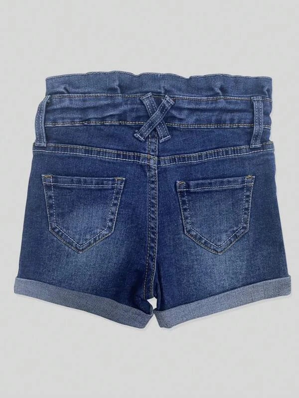 Toddler Girls Solid Roll Up Hem Denim Shorts