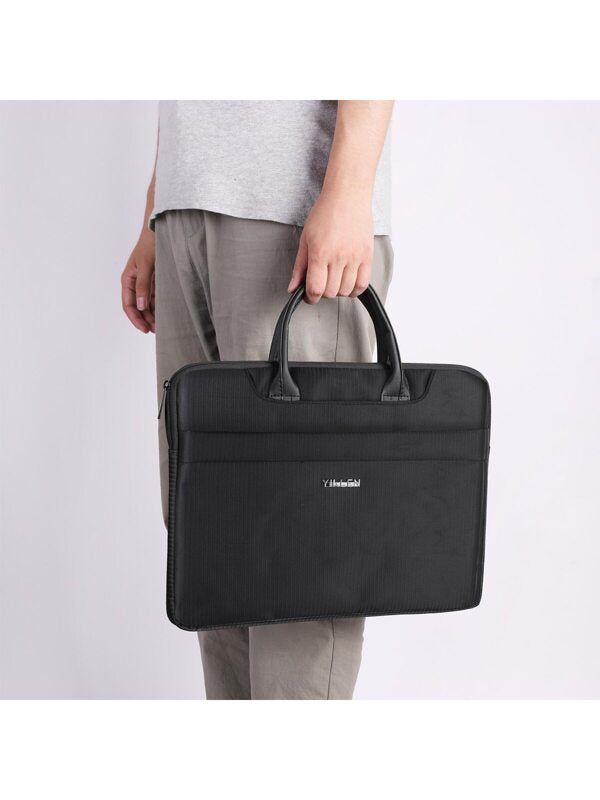 1pc Business Canvas Zipper Document Bag Multi-layer Briefcase For Men's Conference Handbag