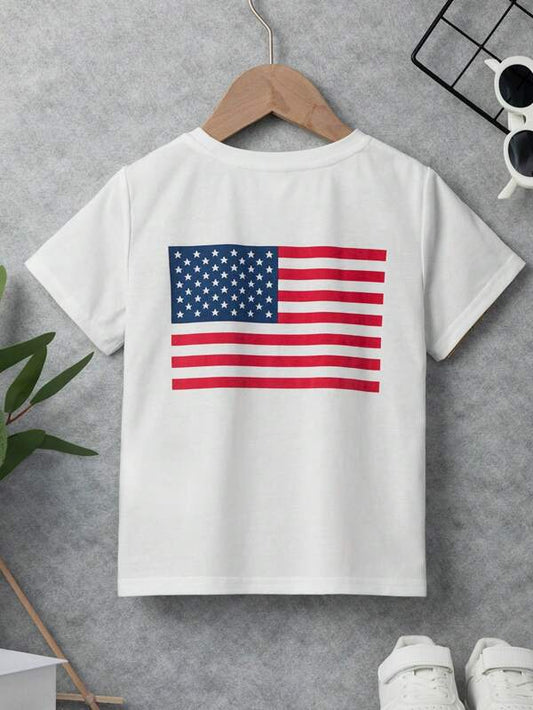 Toddler Boys American Flag Print Tee