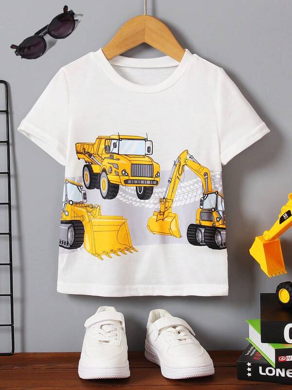 Toddler Boys Excavator Print Tee