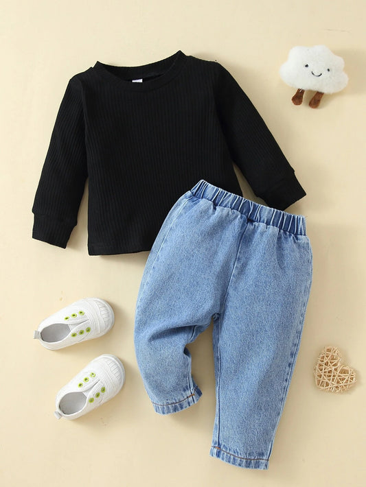 Baby Ribbed Knit Pullover & Jeans