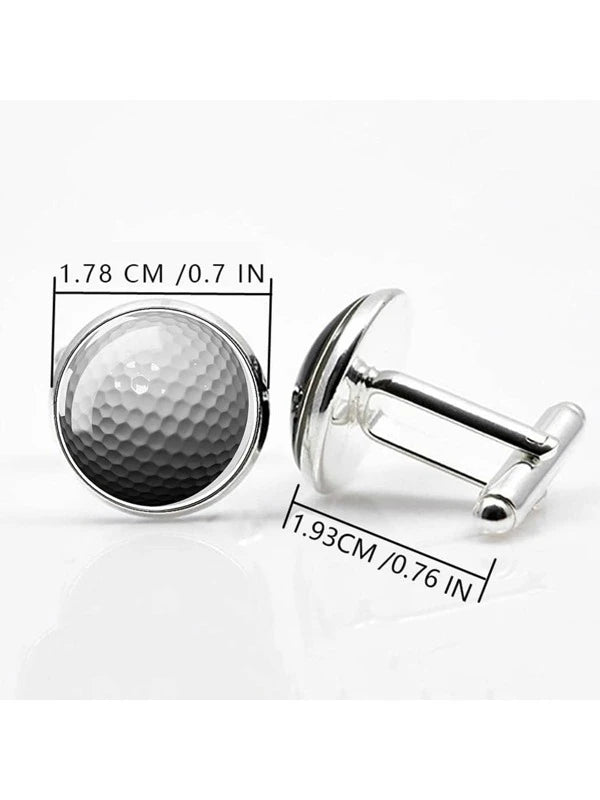 1Pair Fashion Zinc Alloy Golf Pattern Round Design Cufflinks For Men For Gift Zinc Alloy Fashion Punk For A Stylish Look