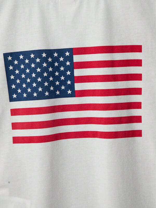 Toddler Boys American Flag Print Tee