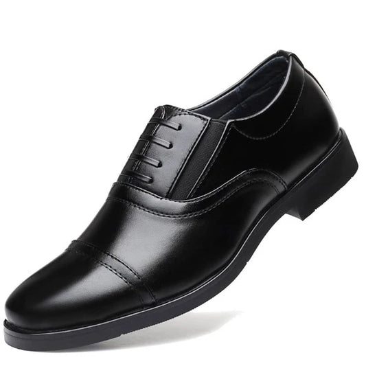 Men's Patchwork Low-cut Slip-on Oxford Shoes With Pu Leather, Concise Formal Shoes For Work