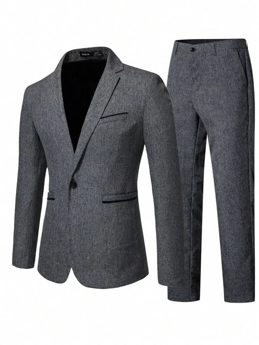 Men Single Button Blazer & Pants