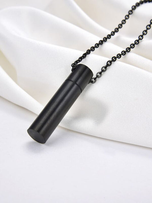 Fashionable and Popular Men Stainless Steel Cylinder Charm Necklace for Jewelry Gift and for a Stylish Look