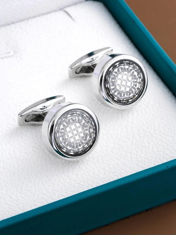 1pair Men Round Decor Cufflinks For Daily Decoration For A Stylish Look
