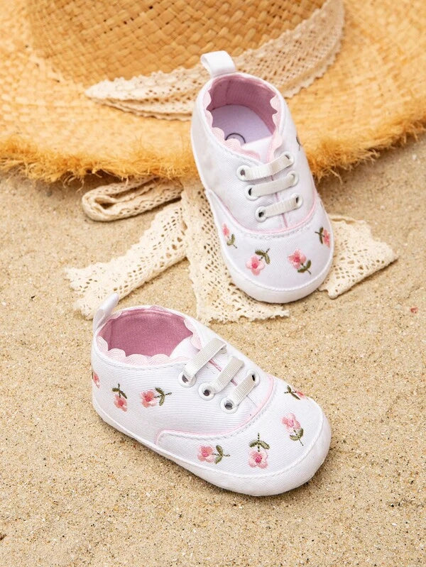 Baby Girls Flower Embroidery Breathable Sneakers