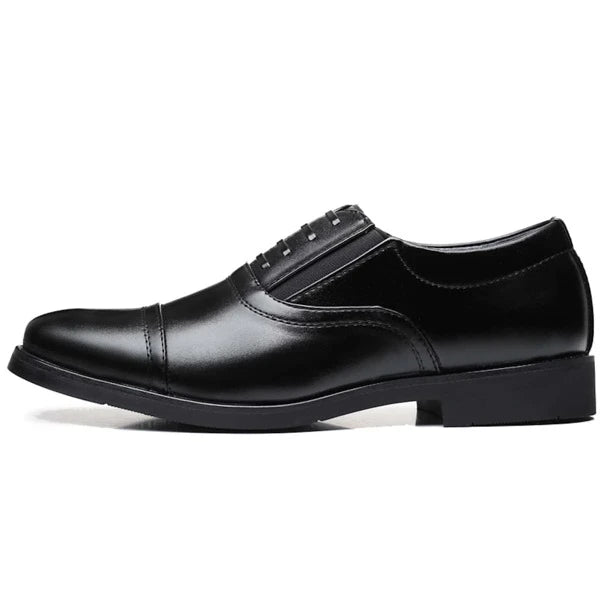 Men's Patchwork Low-cut Slip-on Oxford Shoes With Pu Leather, Concise Formal Shoes For Work