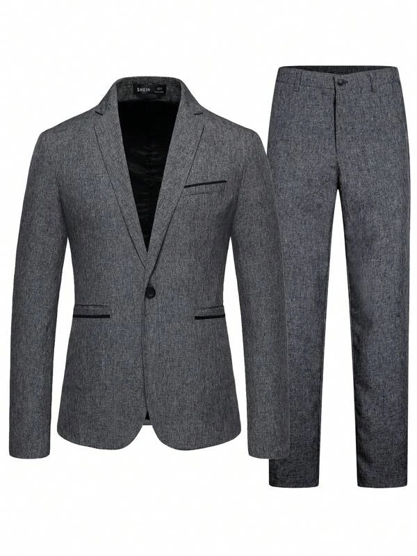 Men Single Button Blazer & Pants