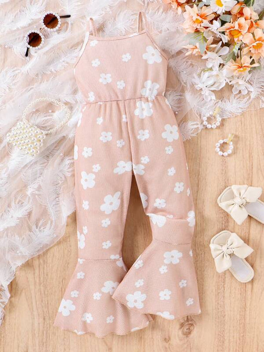 Toddler Girls Floral Print Flare Leg Cami Jumpsuit