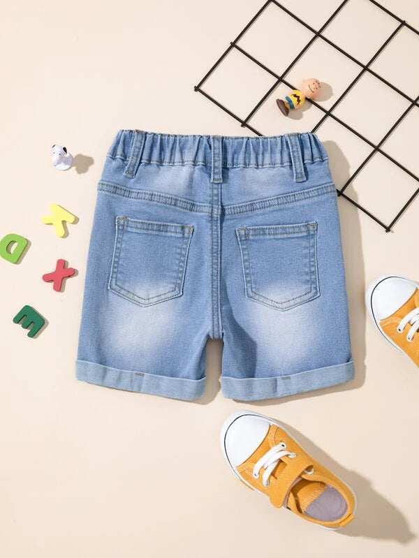 Toddler Boys Ripped Roll Hem Denim Shorts