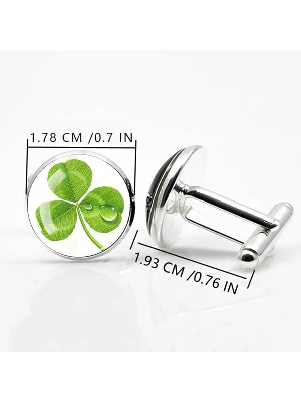 1Pair Fashion Zinc Alloy Clover Pattern Round Design Cufflinks For Men For Gift Zinc Alloy Fashion Punk For A Stylish Look