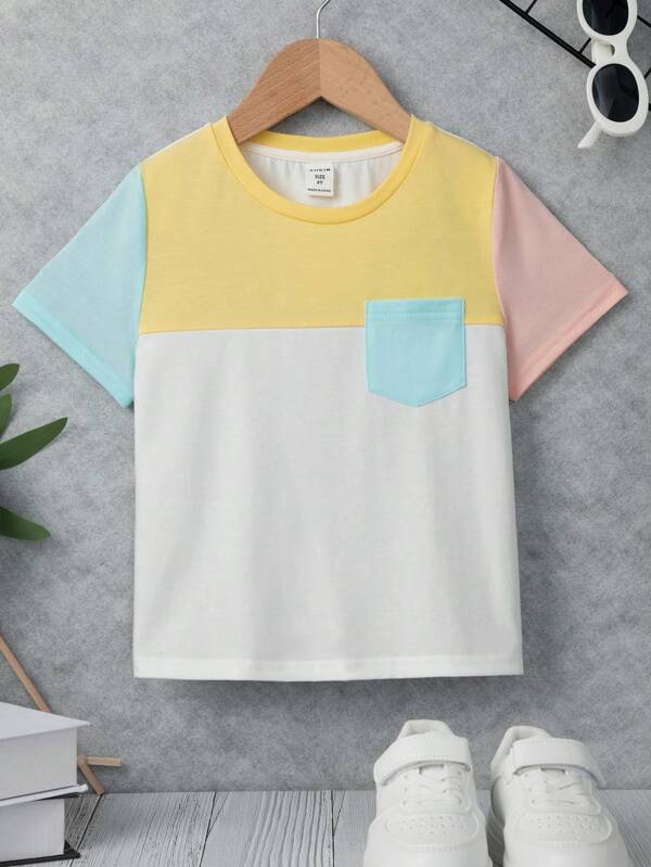 Toddler Boys Color Block Patched Pocket Tee