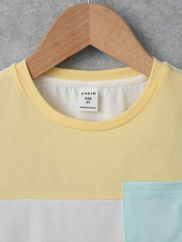 Toddler Boys Color Block Patched Pocket Tee