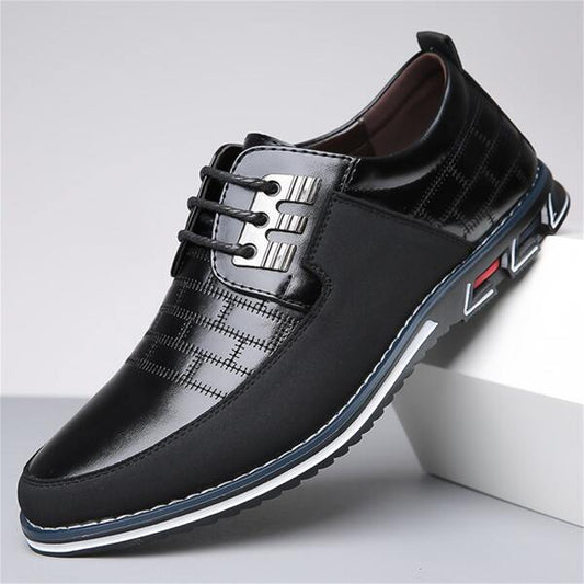 Men's Casual Pu Leather Lace-up Shoes With Soft Bottom And Rubber Anti-slip Sole, Fashionable For Any Occasion, Plus Size Available