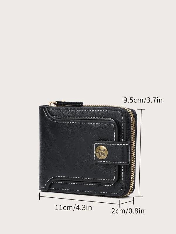 Men Stitch Detail Small Wallet Credit Card Small Purse Bifold Small Pouch Men Wallet