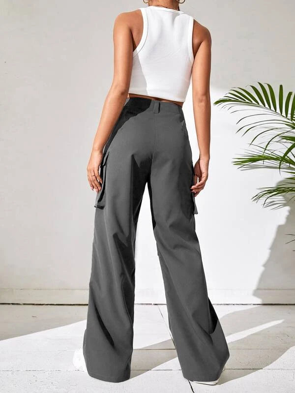 SHEIN EZwear Flap Pocket Side Cargo Pants