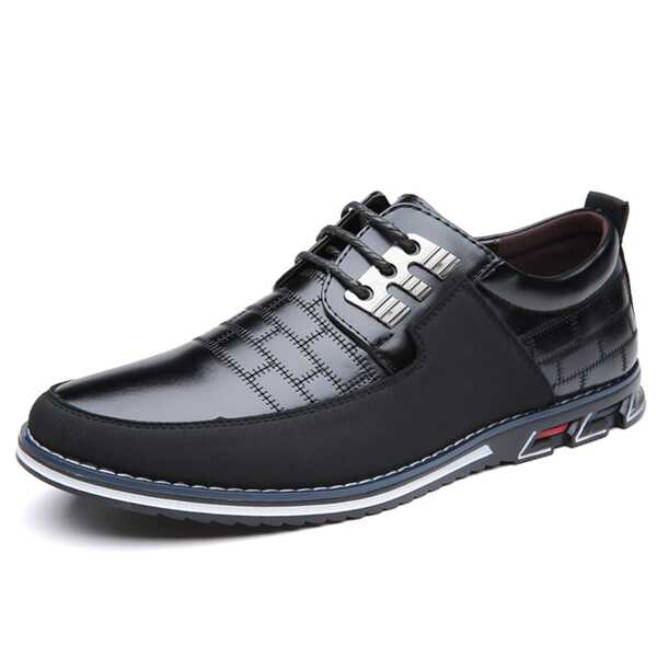 Men's Casual Pu Leather Lace-up Shoes With Soft Bottom And Rubber Anti-slip Sole, Fashionable For Any Occasion, Plus Size Available