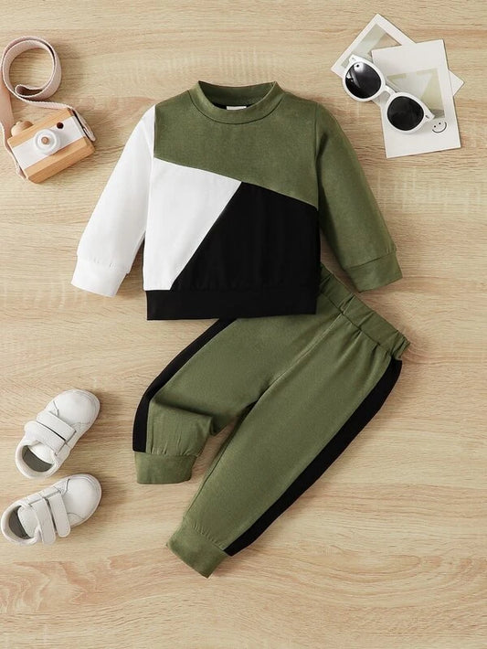Baby Colorblock Sweatshirt & Contrast Side Seam Sweatpants