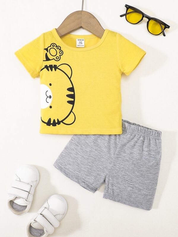 Baby Boy Cartoon Graphic Tee & Track Shorts