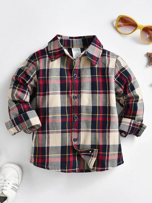 Toddler Boys Plaid Button Front Shirt