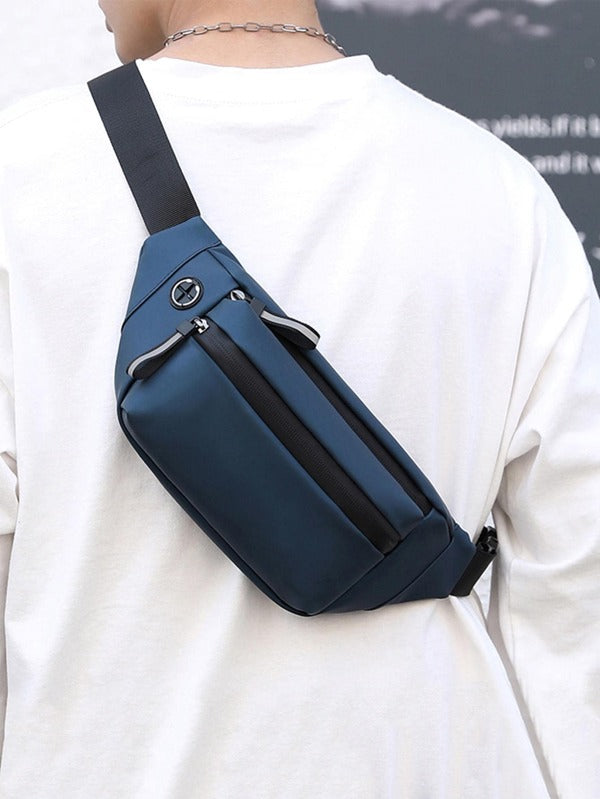 Men Minimalist Earphone Hole Fanny Pack Sling Purse