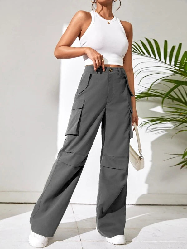 SHEIN EZwear Flap Pocket Side Cargo Pants