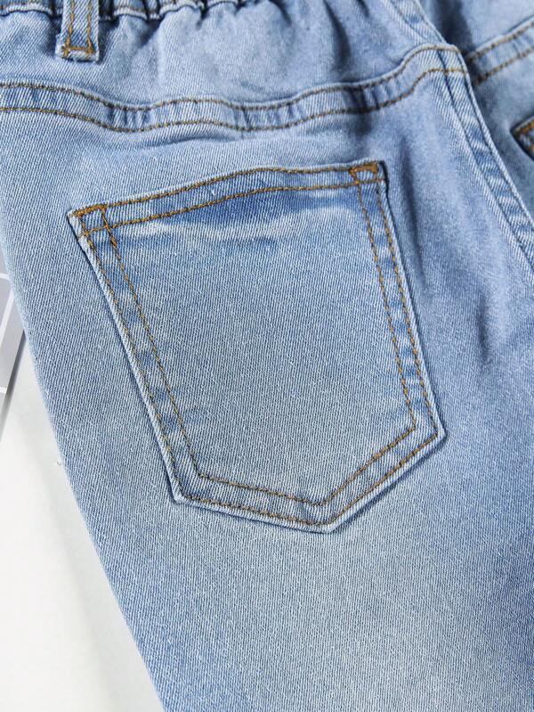 Young Boy Slant Pocket Roll Hem Denim Shorts