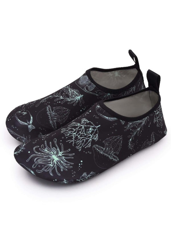 1pair Marine Life Print Anti Slip Beach Aqua Shoes