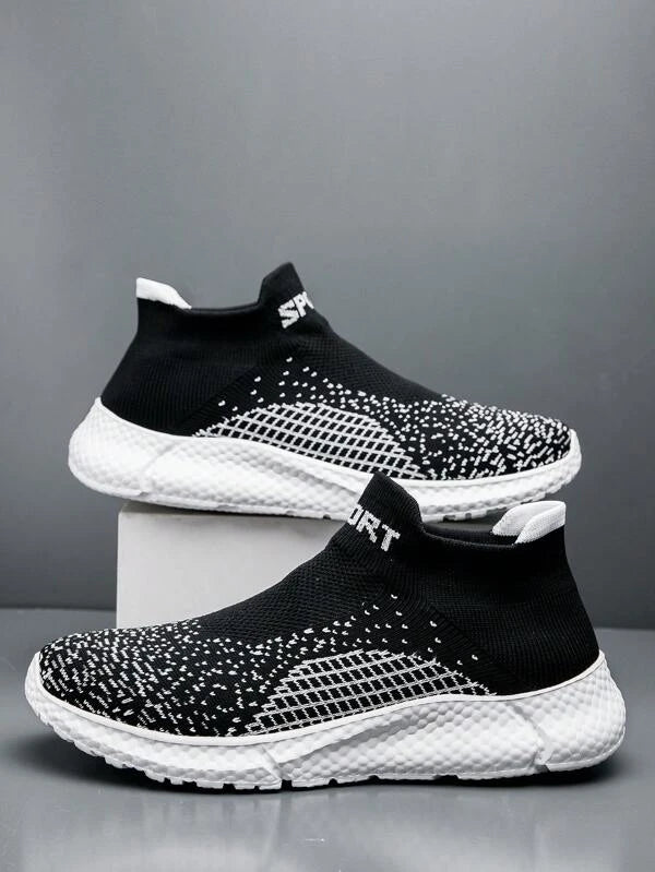 Men Letter Graphic Slip On Sneakers, Sporty Outdoor Fabric Running Shoes