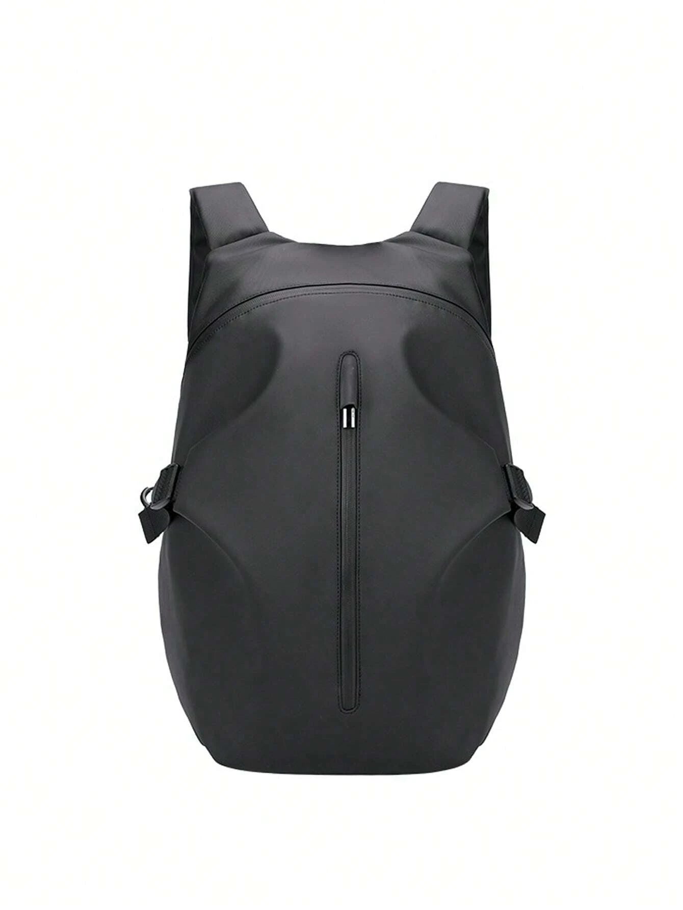 Zip Front Casual Daypack Ruched Detail Solid Black SKU: sg2304192665428823