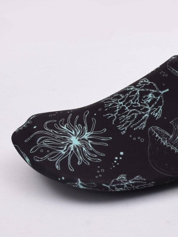 1pair Marine Life Print Anti Slip Beach Aqua Shoes