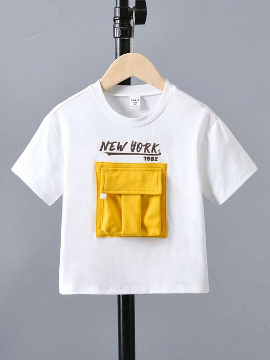 Toddler Boys Letter Graphic Flap Pocket Tee