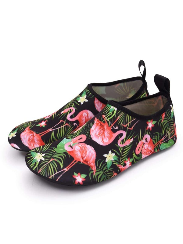 1pair Marine Life Print Anti Slip Beach Aqua Shoes