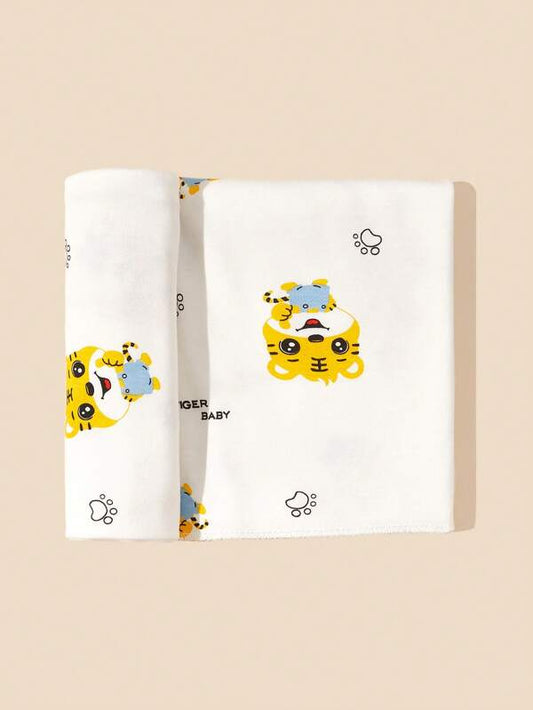 Baby Tiger & Slogan Graphic Swaddling Blanket For Daily Life